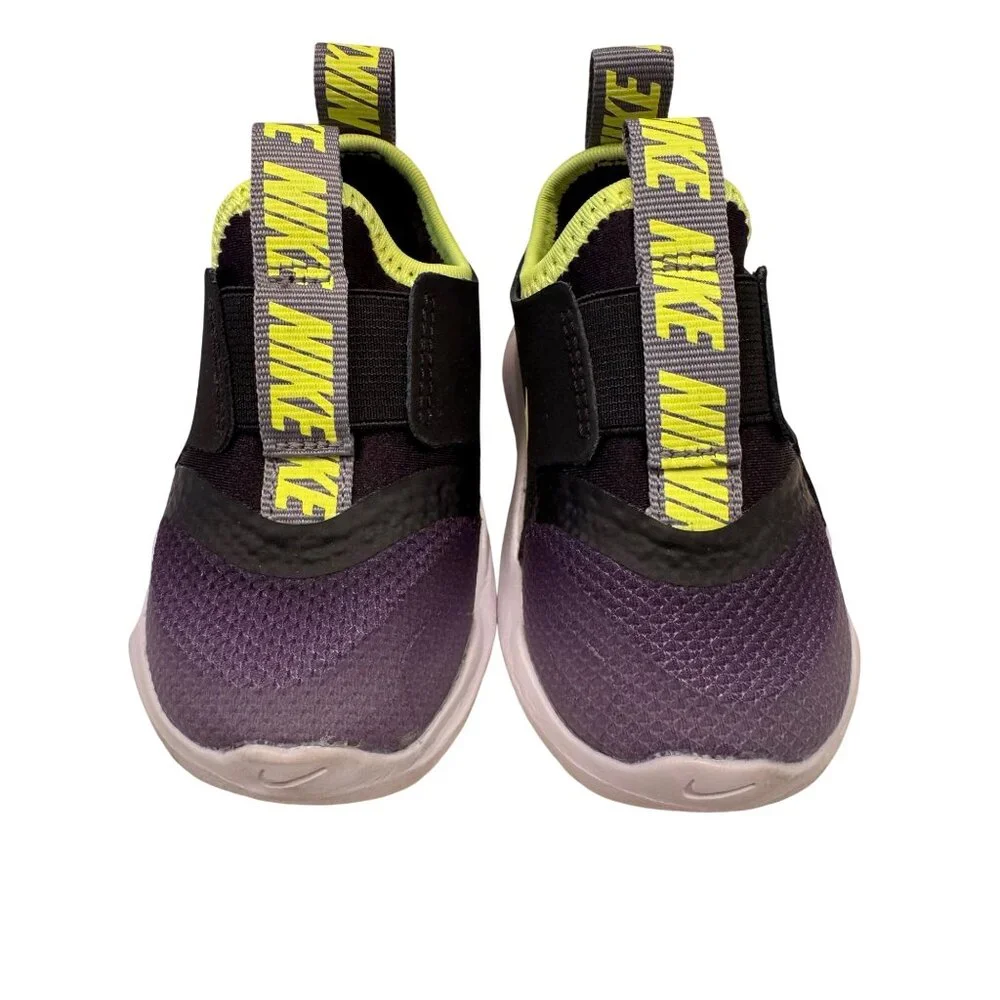 Nike Flex Runner Size 4 Child Infant Sneaker Black Neon NWOB
